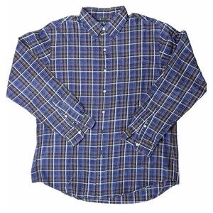 Polo Ralph Lauren Mens Sz XL Custom Fit Blue Plaid Long Sleeve Button Down Shirt